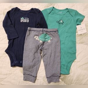 Carter's 3 piece set 6 months Turtle Little Speedster